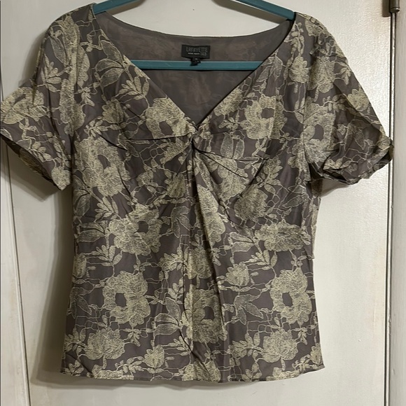 Lafayette 148 New York Gray and Blue Blouse - Picture 10 of 10